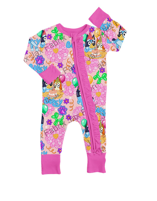 Baby Girls Long Sleeve Pink Dogs Rompers preorder(moq 5)