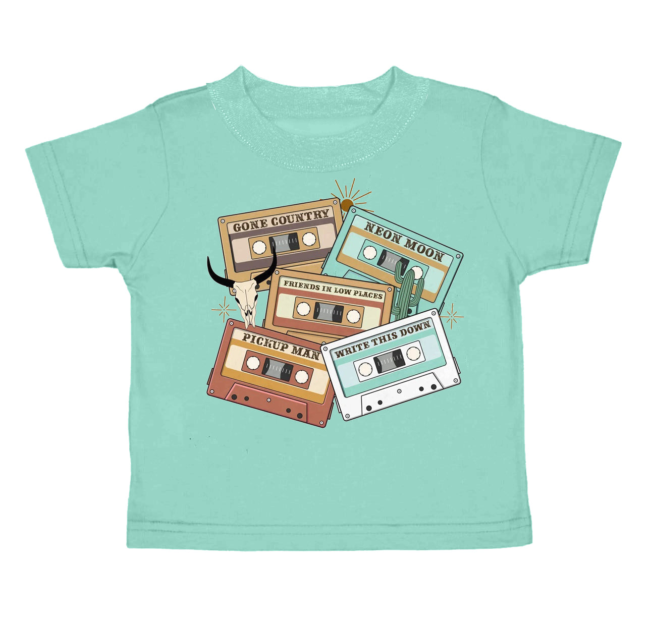 Baby Girls Green Western Tapes Short Sleeve Tee Shirts Tops preorder(moq 5)