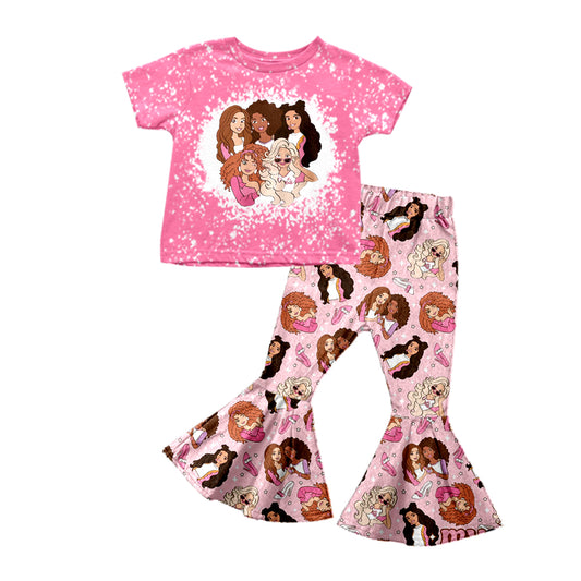 Baby Girls Doll Short Sleeve Shirts Bell Pants Outfits Clothes Sets preorder(moq 5)
