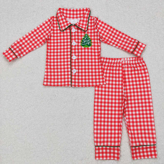 Baby Boys Christmas Tree Buttons Top Pants Pajamas Clothes Sets