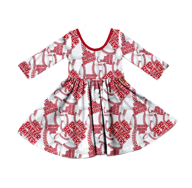 Baby Girls Red White Baseball Twirl Dresses preorder(moq 5)