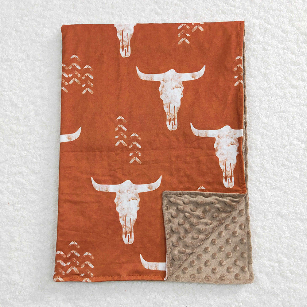 Baby Kids Western Cow Skull Minky Blankets