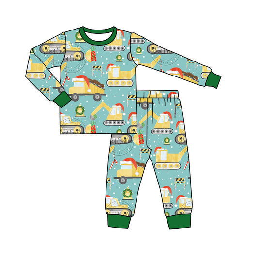 Baby Boys Christmas Construction Long Sleeve 2pcs Pajamas Clothing Sets preorder(moq 5)