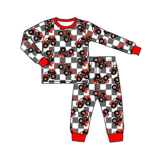 Baby Boys Valentines Tractors Top Pants Pajamas Clothes Sets Preorder(moq 5)