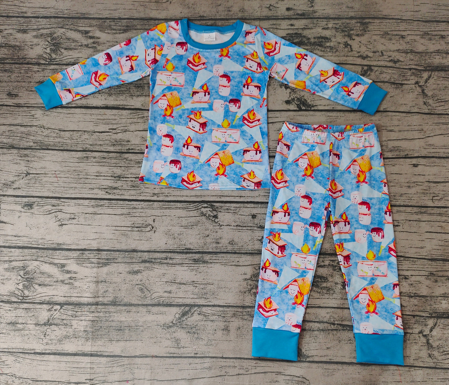 Baby Boys Blue Cookie Top Pants 2pcs Pajamas Clothes Sets