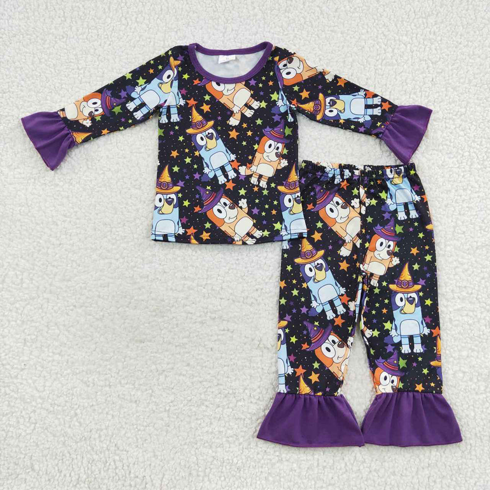 Halloween Baby Girls Dogs Cartoon Shirt Pants Pajamas Clothes Sets