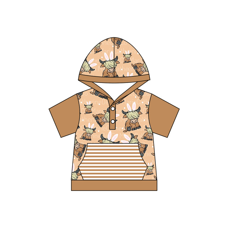 Baby Boys Western Rabbits Ears Cows Short Sleeve Hooded Shirts Preorder(moq 5)