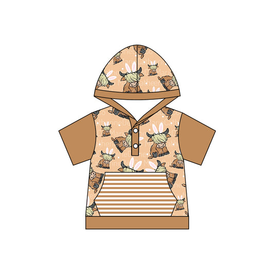 Baby Boys Western Rabbits Ears Cows Short Sleeve Hooded Shirts Preorder(moq 5)