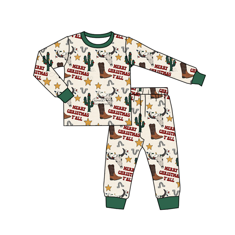 Baby Boys Western Christmas Boots Pajamas Clothes Sets preorder(moq 5)