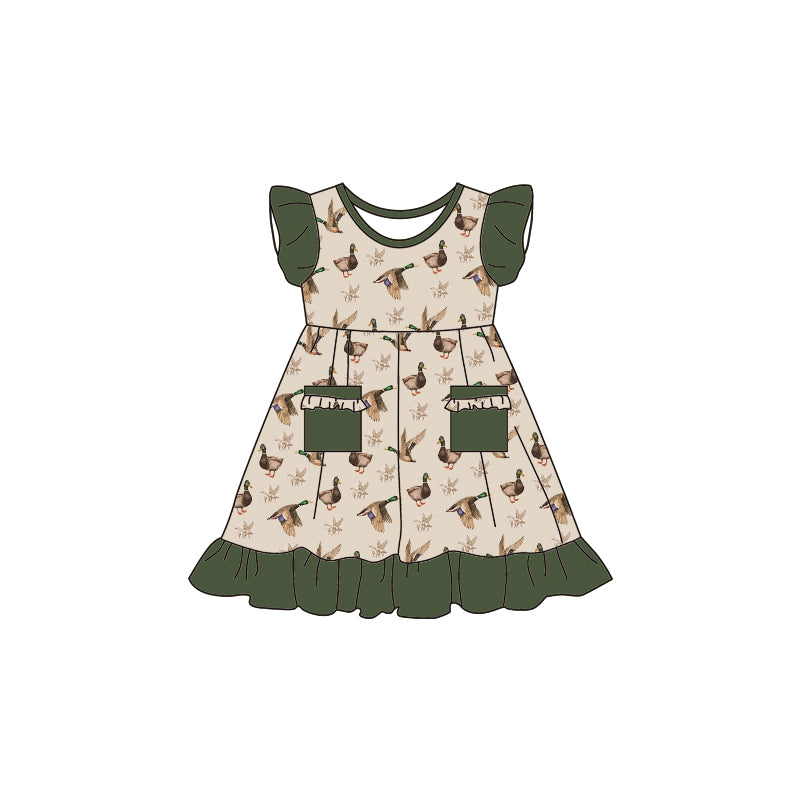 Baby Girls Hunting Duck Flutter Sleeve Knee Length Dresses preorder(moq 5)