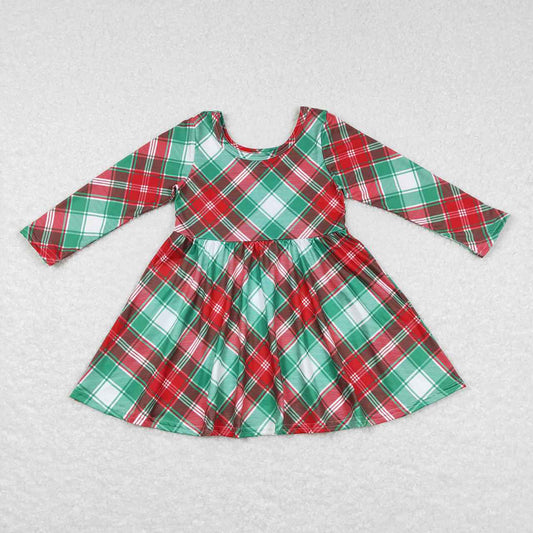 Baby Girls Red Green Plaid Christmas Knee Length Boutique Dresses