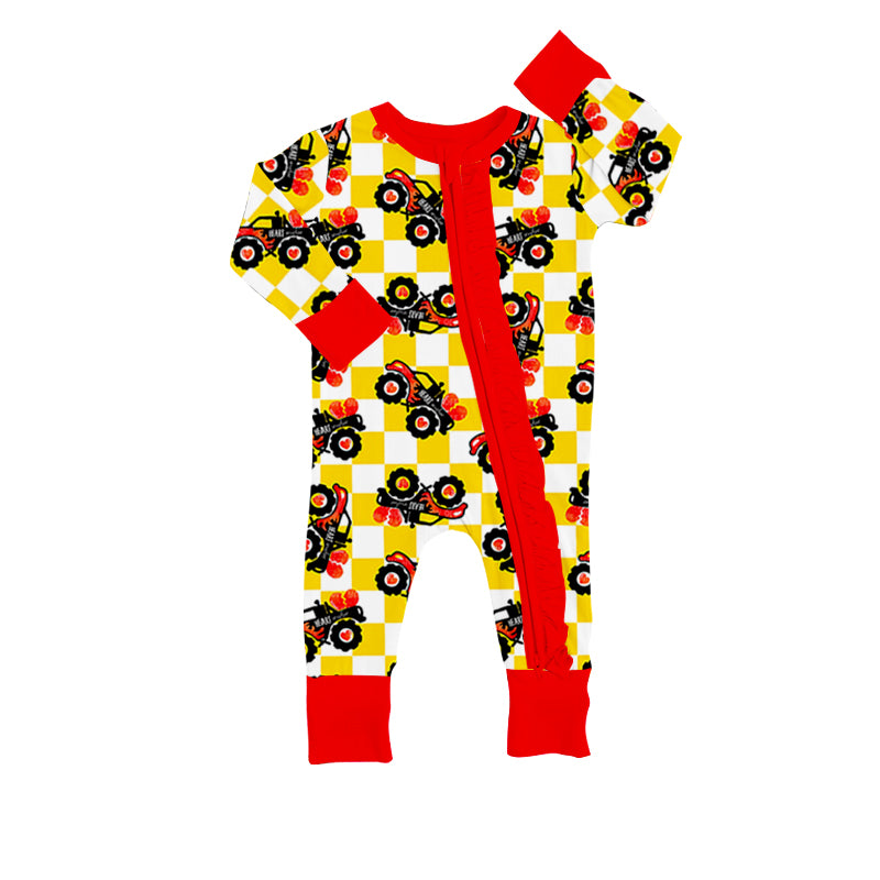 Baby Infant Girls Valentines Tractors Long Sleeve Rompers preorder(moq 5)