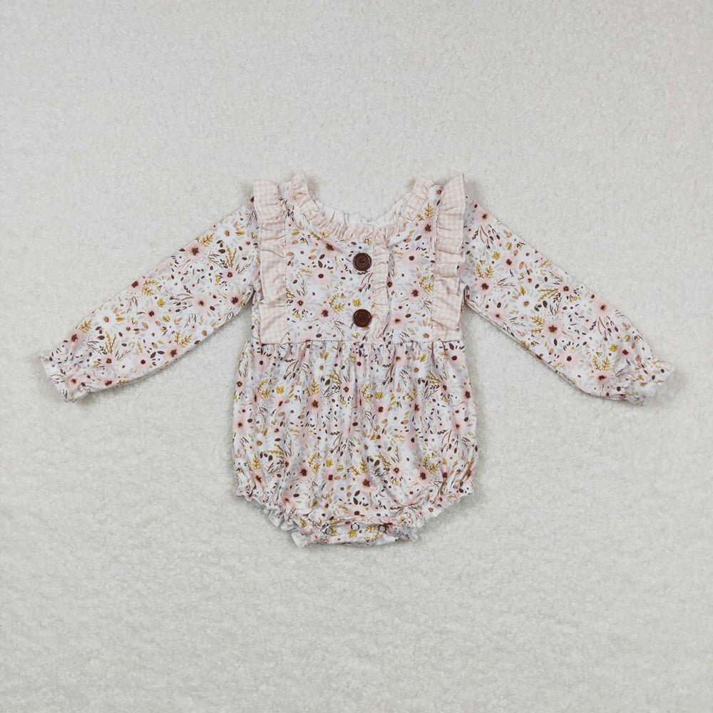 Baby Infant Girls Infant Pink Small Flowers Long Sleeve Rompers