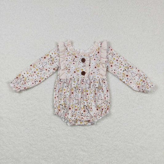 Baby Infant Girls Infant Pink Small Flowers Long Sleeve Rompers