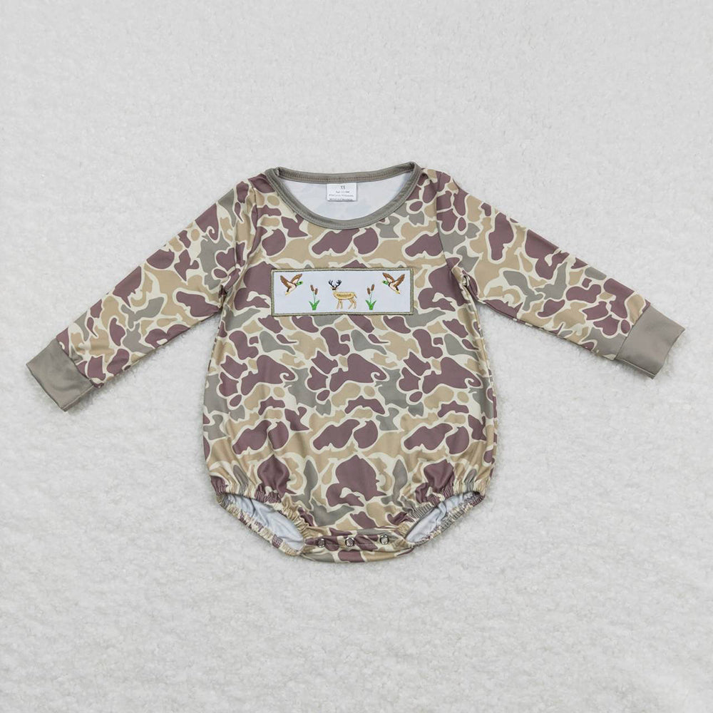 Baby Infant Boys Hunting Duck Dog Camo Long Sleeve Rompers