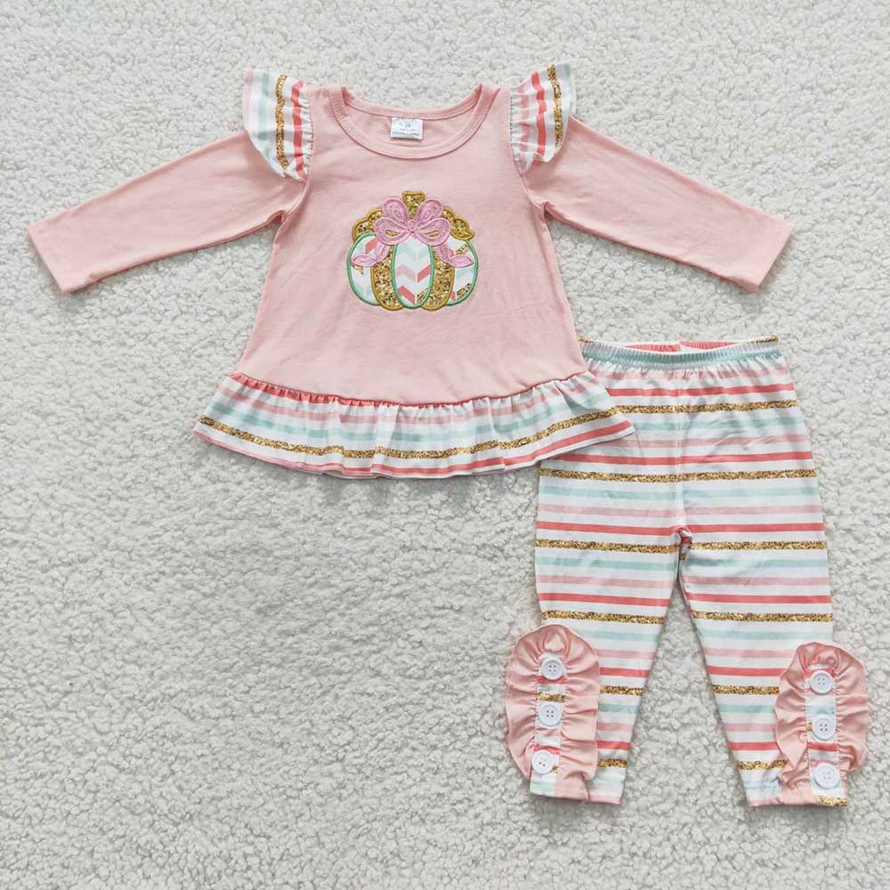 Baby Girls Pink Pumpkin Pants Clothes Sets