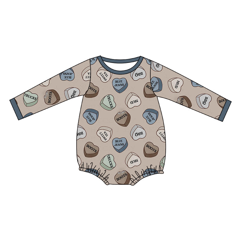 Baby Infant Boys Western Hearts Long Sleeve Rompers preorder(moq 5)