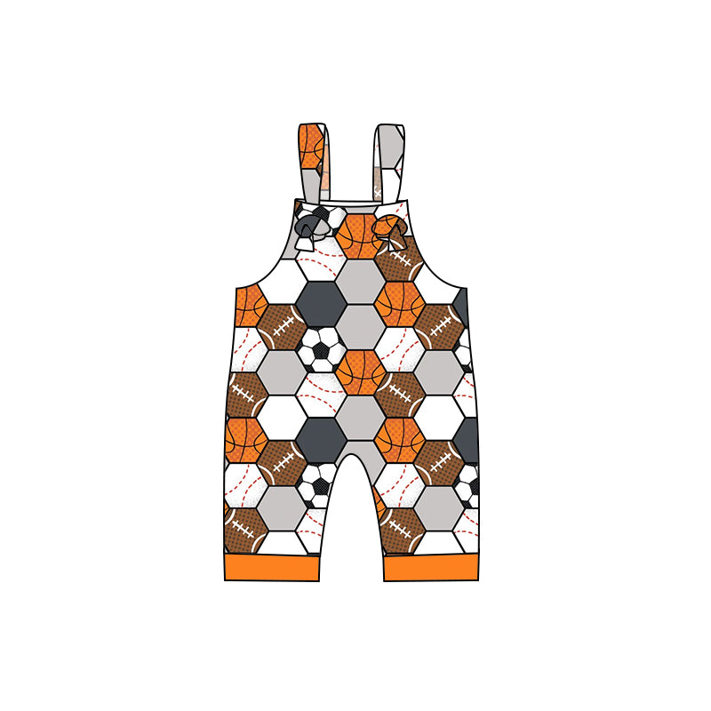 Baby Boys Orange Basketball Straps Rompers preorder(moq 5)