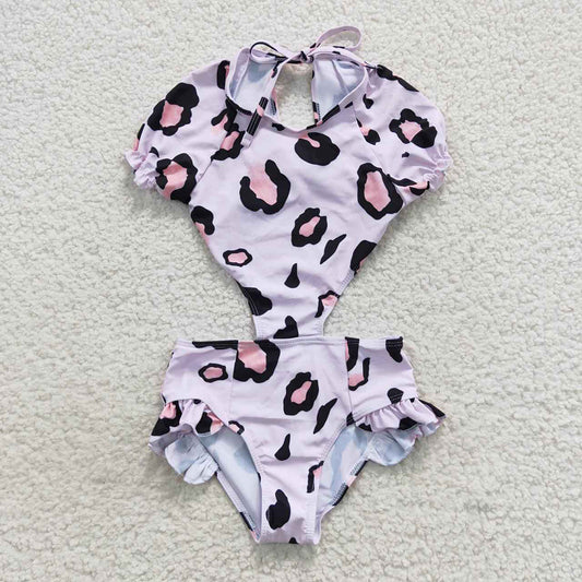 Baby Girls Pink Big Leopard One Pieces Swimsuits