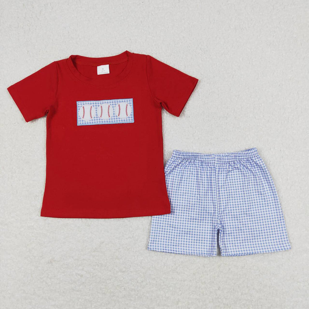 Baby Boys Baseball Red Tee Shirt Shorts Outfits Clothing Sets