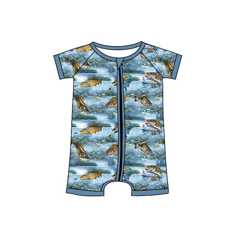 Baby Boys Short Sleeve Fishing Rompers preorder(moq 5)