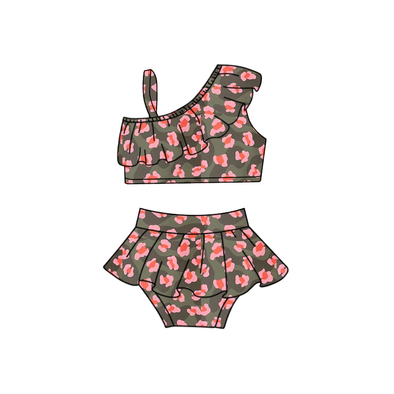 Baby Girls Camo Pink Leopard Top 2pcs Swimsuits preorder(moq 5)