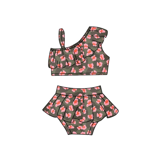Baby Girls Camo Pink Leopard Top 2pcs Swimsuits preorder(moq 5)