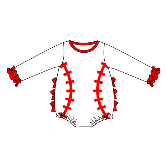 Baby Girls Long Sleeve Baseball Rompers preorder(moq 5)