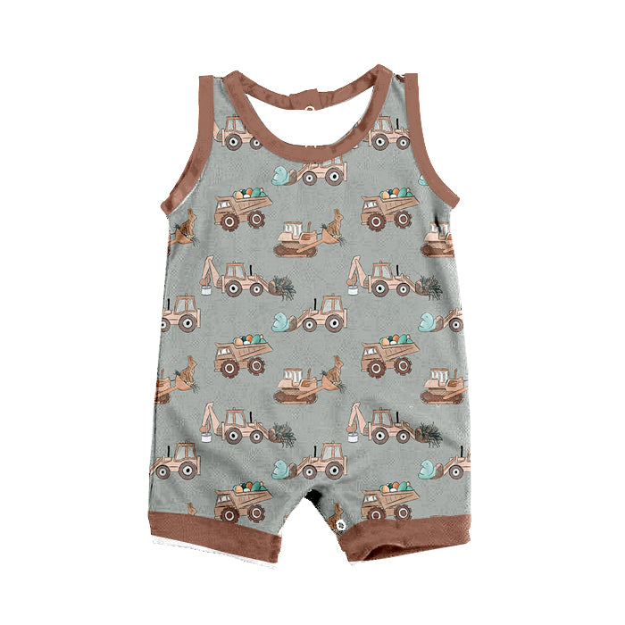 Baby Boys Short Sleeve Construction Sleeveless Rompers preorder(moq 5)