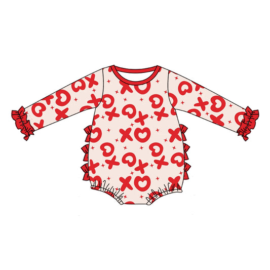 Baby Girls Long Sleeve Valentines XOXO Red Rompers preorder(moq 5)