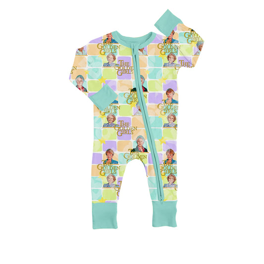 Baby Infant Girls Gold Purple Cartoon Zip Rompers preorder(moq 5)