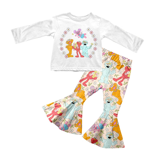 Baby Girls Cartoon People Top Bell Pants Clothes Sets preorder(moq 5)