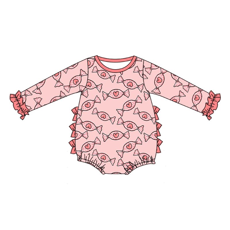 Baby Girls Long Sleeve Valentines Candy Red Rompers preorder(moq 5)