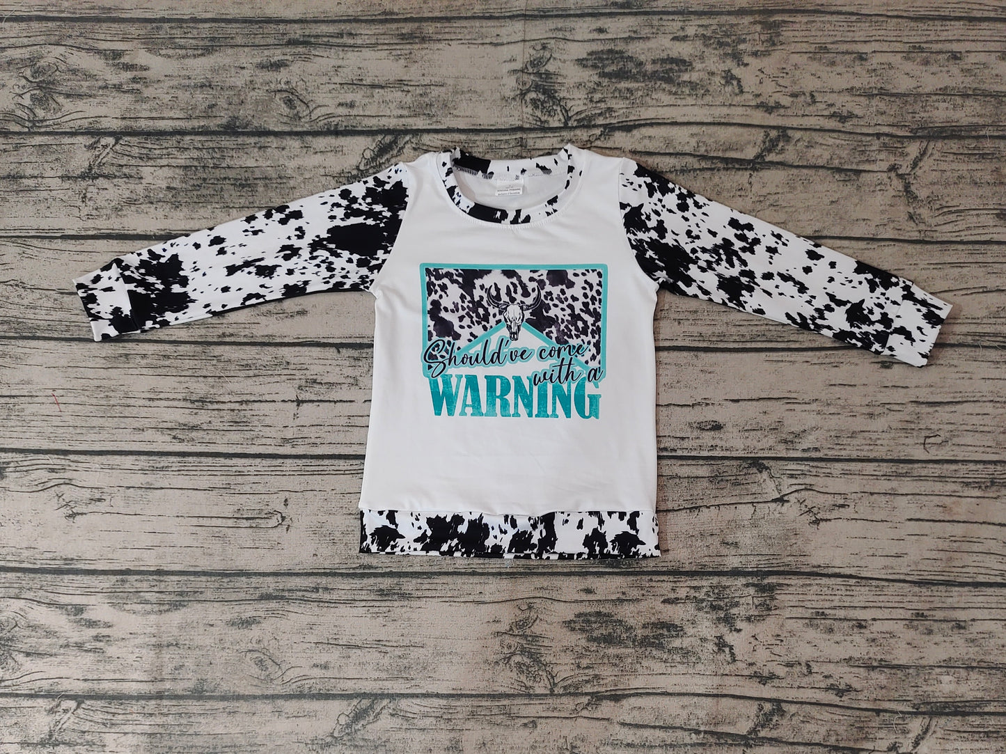 Baby Girls Western Cow Print Long Sleeve Tee Shirt Tops