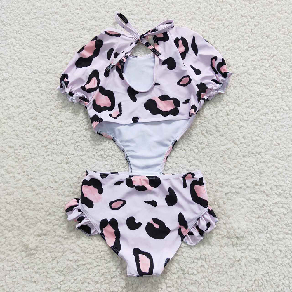 Baby Girls Pink Big Leopard One Pieces Swimsuits