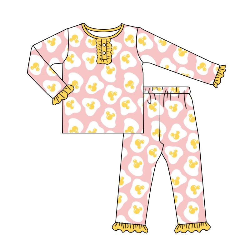 Baby Girls Pink Cartoon Pajamas Clothes Sets preorder(moq 5)