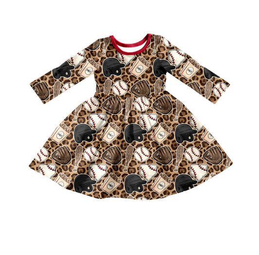 Baby Girls Leopard Baseball Knee Length Dresses preorder(moq 5)