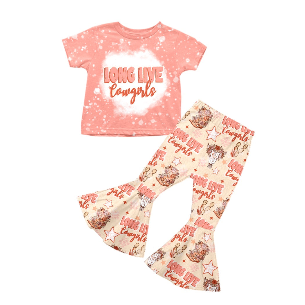 Baby Girls Long Live Cowgirls Top Flare Pants Western Boutique Clothes Sets preorder(moq 5)