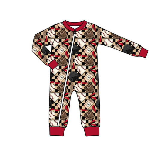 Baby Infant Boys Baseball Zip Long Sleeve Rompers preorder(moq 5)