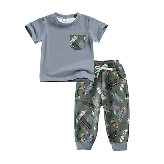 Baby Boys Skateboarding Pocket Shirt Pants Clothes Sets Preorder(moq 5)