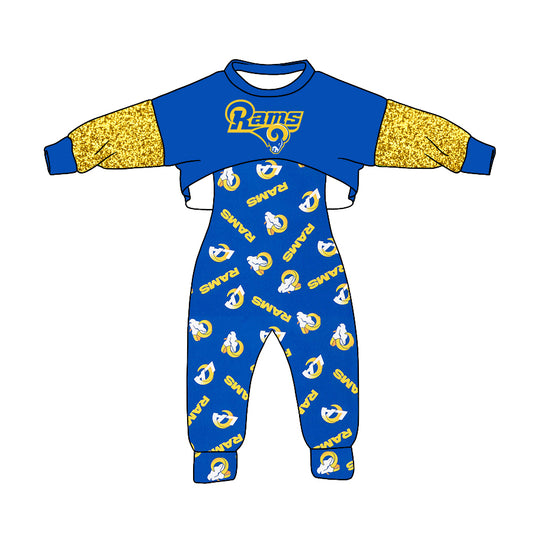 Baby Girls Blue RA Team Top 2pcs Jumpsuits Clothes Sets preorder(moq 5)