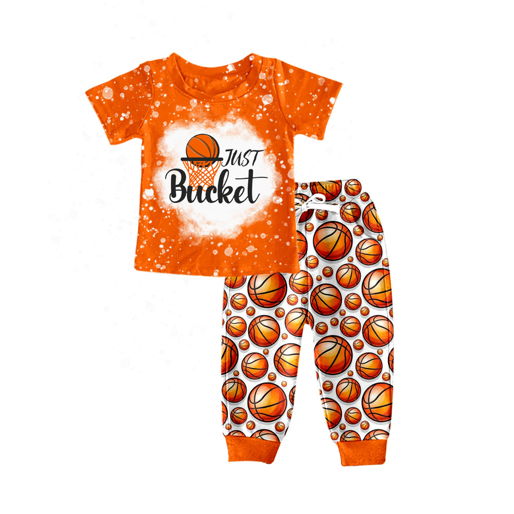 Baby Boys Basketball Orange Top Pants Clothes Sets preorder(moq 5)