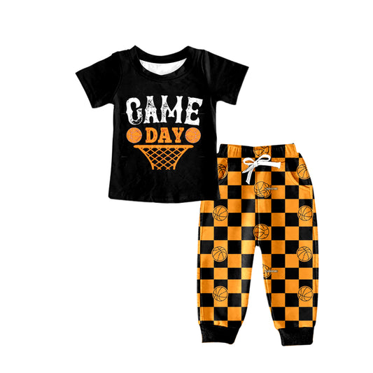 Baby Boys Basketball Gameday Black Top Pants Clothes Sets preorder(moq 5)