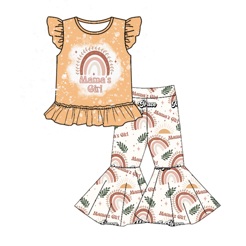 Baby Girls Mama's Girl Rainbow Top Flare Pants Clothes Sets preorder(moq 5)
