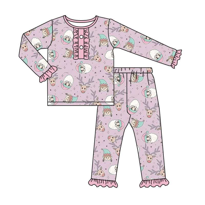 Baby Girls Pink Deer Christmas Long Sleeve Top Pants Pajamas Sets preorder(moq 5)