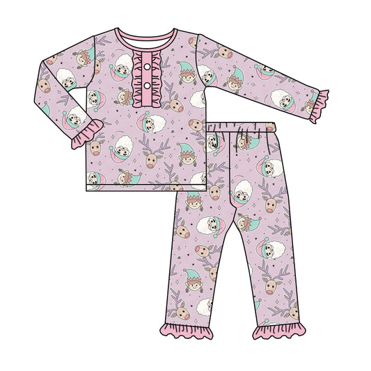 Baby Girls Pink Deer Christmas Long Sleeve Top Pants Pajamas Sets preorder(moq 5)