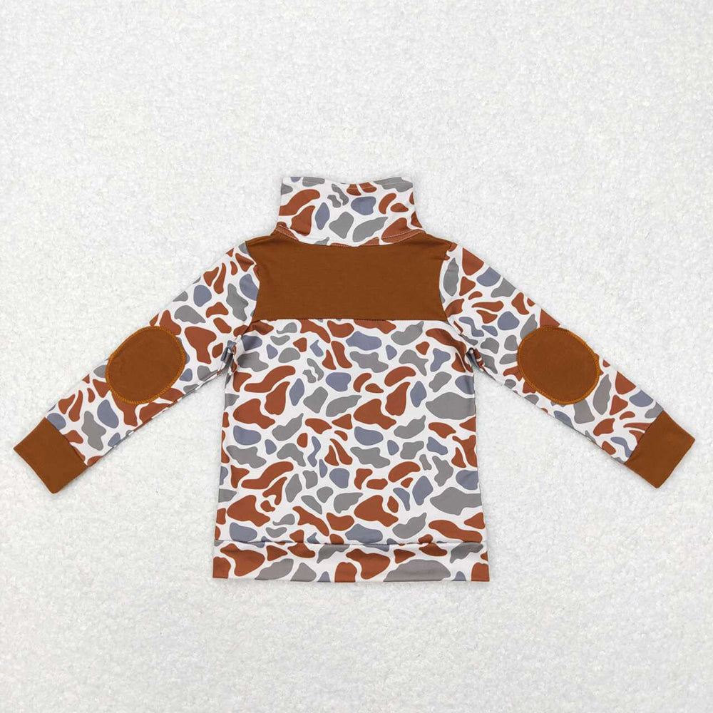 Baby Boys Brown Camo Zip Long Sleeve Pullovers Tops