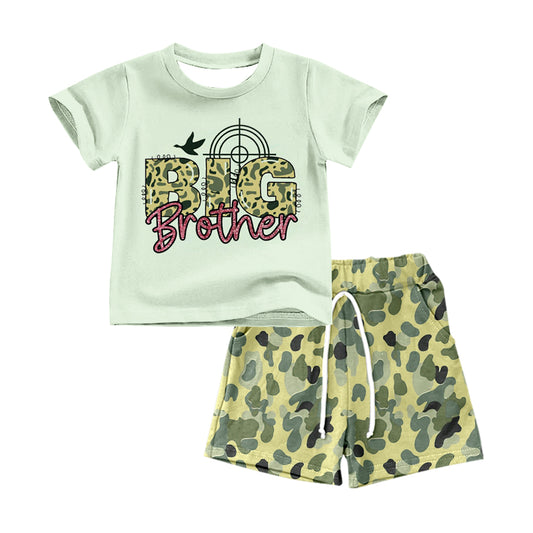 Baby Boys Big Brother Top Tee Shirt Summer Camo Shorts Clothes Sets preorder(moq 5)