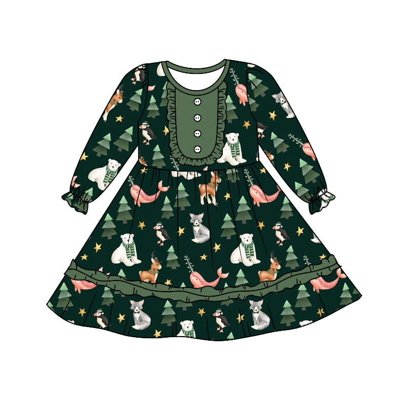 Baby Girls Winter Bear Long Sleeve Dresses preorder(moq 5)