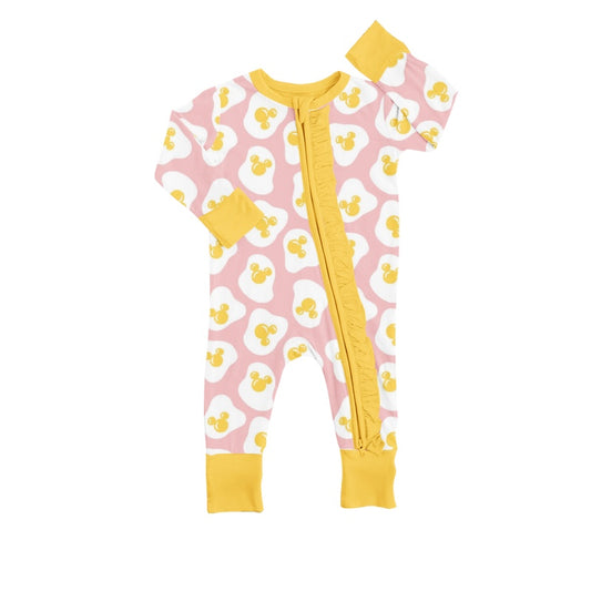 Baby Girls Pink Cartoon Long Sleeve Zip Rompers preorder(moq 5)